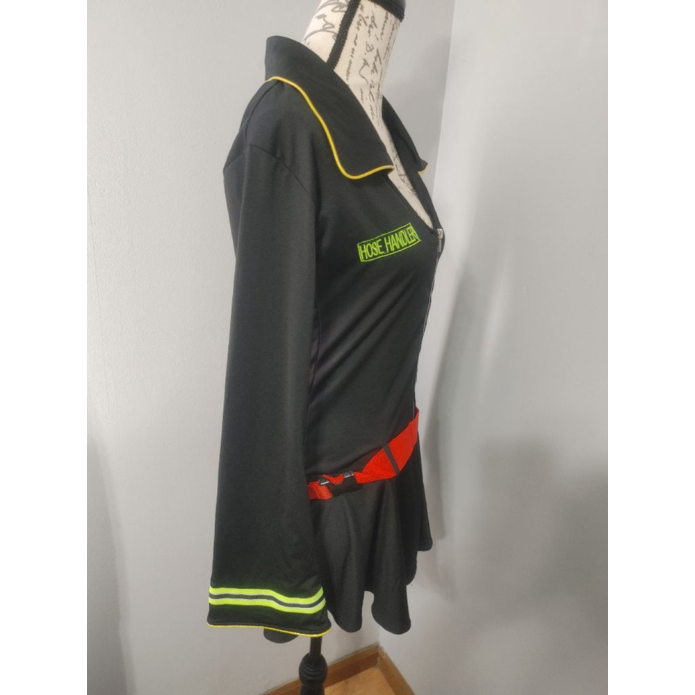 Forplay Women's L-XL Black Firefighter Hose Handler Costume with Red Belt - Picture 4 of 11